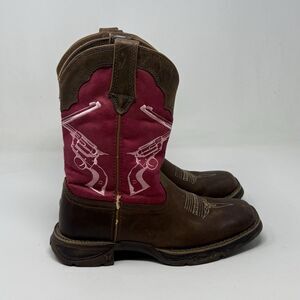 Durango Lady Rebel Double Guns Boots Womens 6.5 M Brown Pink Leather Western
